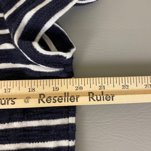 LOFT Dress Womens Size Large Navy White Striped Short Sleeve Casual Cotton Blend - Picture 6 of 10